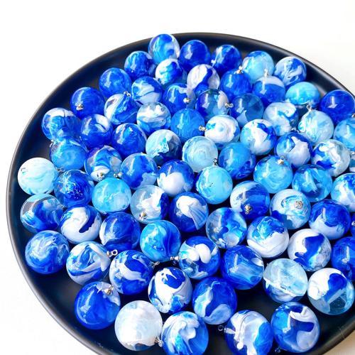 Resin Jewelry Pendant, Round, DIY, blue, 20mm 