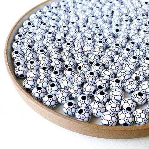 Acrylic Jewelry Beads, Football, DIY, white, 10mm 