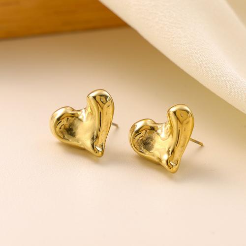 Titanium Steel Earrings, Heart, Vacuum Ion Plating, for woman, nickel, lead & cadmium free 