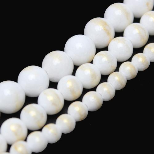 Single Gemstone Beads, Cloisonne Stone, Round, polished, DIY white 