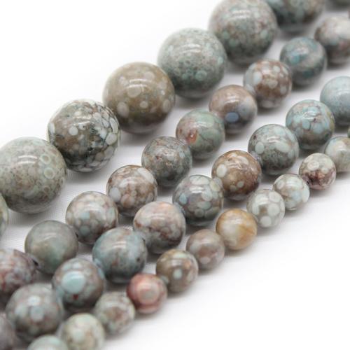 Single Gemstone Beads, Maifan Stone, Round, polished, DIY light green 