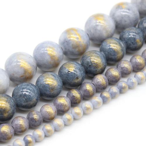 Single Gemstone Beads, Cloisonne Stone, Round, polished, DIY grey 