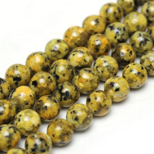 Single Gemstone Beads, Dyed Granite, Round, polished, DIY, yellow, 8mm, Approx 