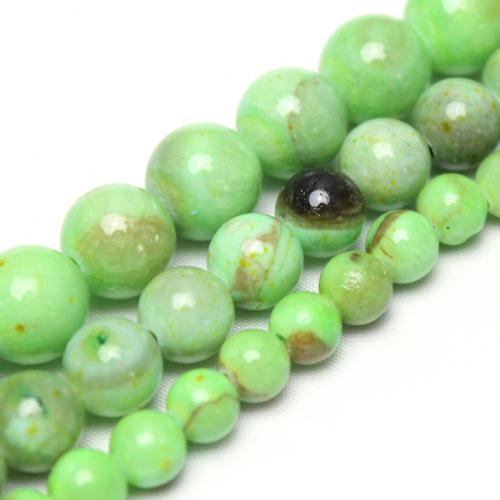 Single Gemstone Beads, Pale Brown Jade, Round, polished, DIY green 