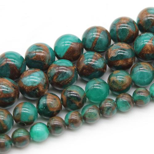Single Gemstone Beads, Cloisonne Stone, Round, polished, DIY green 