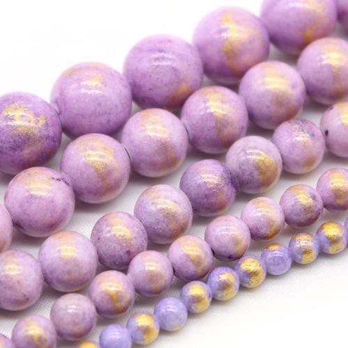 Single Gemstone Beads, Cloisonne Stone, Round, polished, DIY violet 