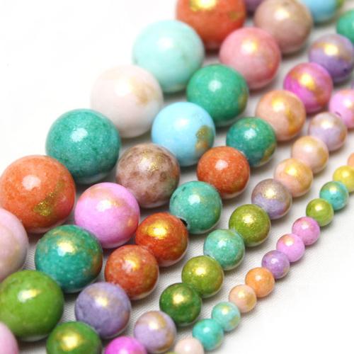 Single Gemstone Beads, Cloisonne Stone, Round, polished, DIY multi-colored 
