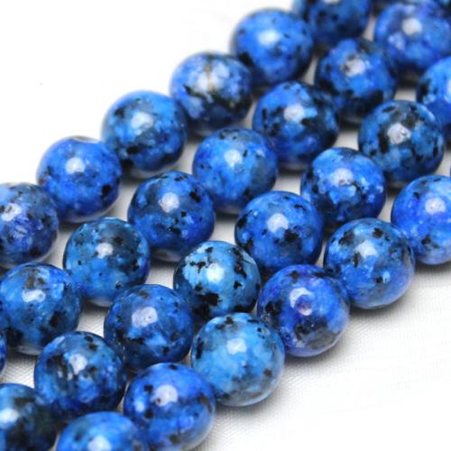 Single Gemstone Beads, Dyed Granite, Round, polished, DIY, blue, 8mm, Approx 