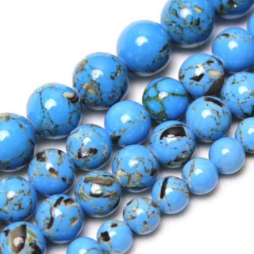 Dyed Natural Turquoise Beads, Round, polished, DIY sapphire 