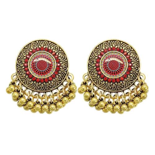 Zinc Alloy Drop Earring, Geometrical Pattern, gold color plated, Bohemian style & for woman & with rhinestone 