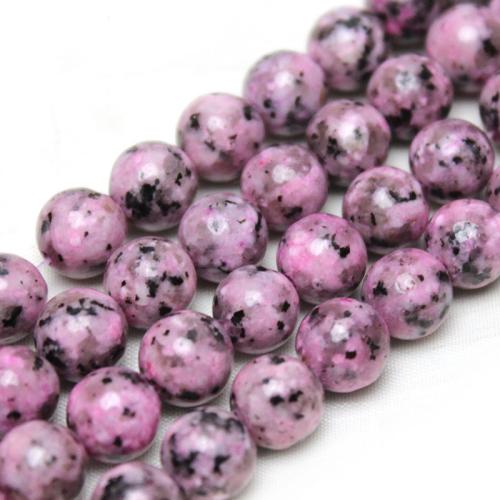 Single Gemstone Beads, Dyed Granite, Round, polished, DIY, pink, 8mm, Approx 