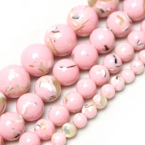 Dyed Natural Turquoise Beads, Round, polished, DIY pink 