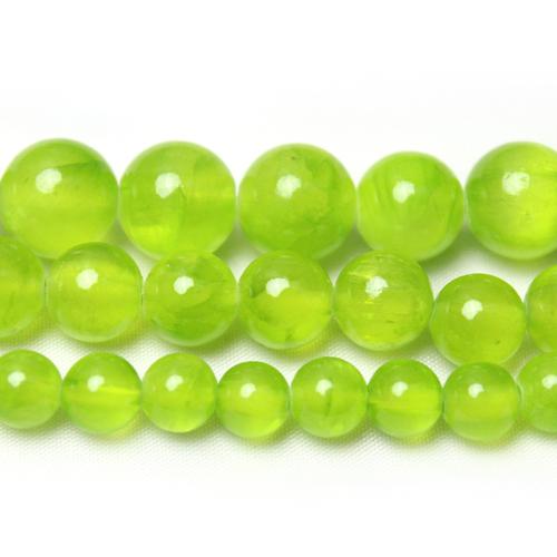 Single Gemstone Beads, Green Calcedony, Round, polished, DIY 