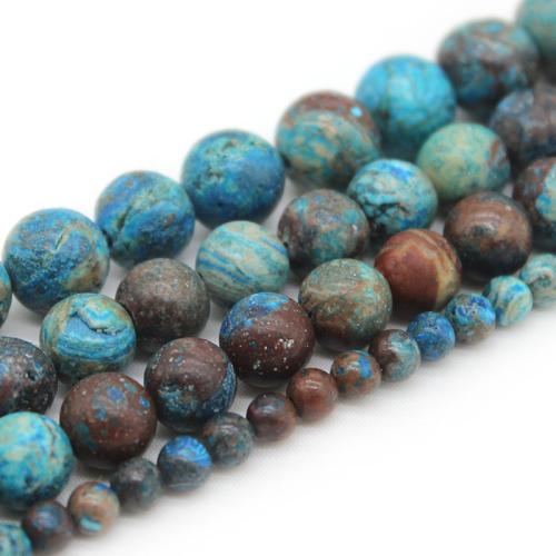 Single Gemstone Beads, Rainbow Veins Stone, Round, polished, DIY blue 