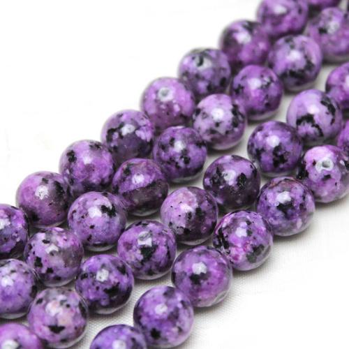 Single Gemstone Beads, Dyed Granite, Round, polished, DIY, purple, 8mm, Approx 