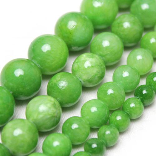 Single Gemstone Beads, Pale Brown Jade, Round, polished, DIY green 
