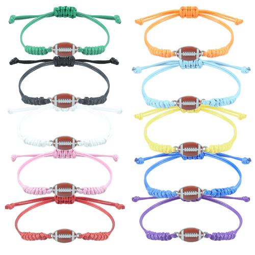 alliage de zinc bracelet, avec corde de cire, Baseball, fait à la main, bijoux de mode & unisexe, plus de couleurs à choisir Environ 7.1-11.8 pouce, Vendu par PC[
