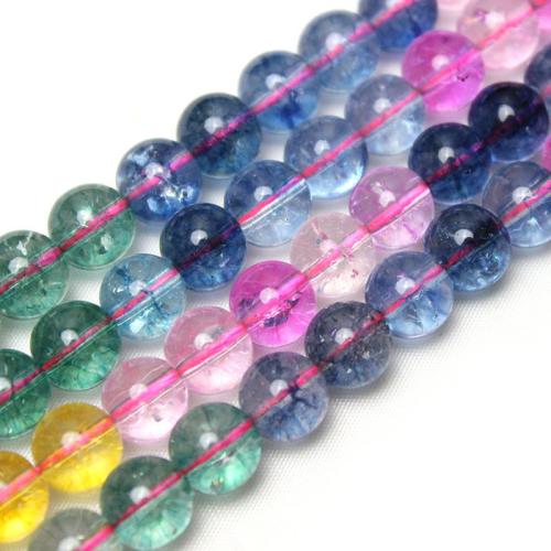 Round Crystal Beads, polished, DIY & crackle, multi-colored, 8mm, Approx 