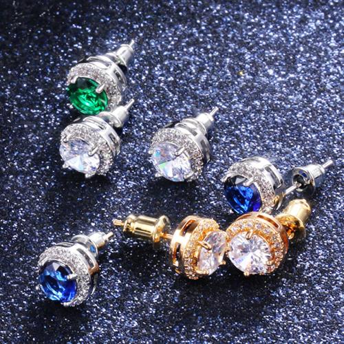 Rhinestone Brass Stud Earring, fashion jewelry & for woman & with rhinestone 8.5mm 