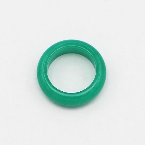 Gemstone Finger Ring, Jade Malaysia, Donut, Unisex, green, 6mm, US Ring 
