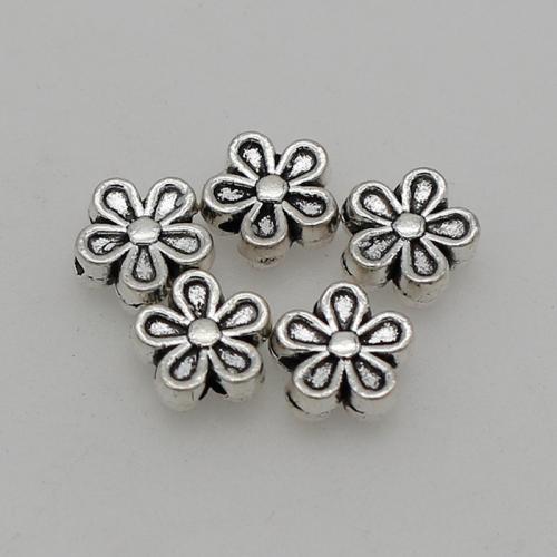 Zinc Alloy Spacer Beads, Flower, silver color plated, DIY, 7mm Approx 1mm, Approx 