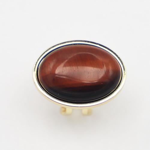Gemstone Stainless Steel Finger Ring, 304 Stainless Steel, with Tiger Eye, Vacuum Ion Plating, Adjustable & Unisex ×25mm,ring ×28mm 