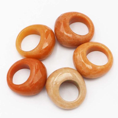 Gemstone Finger Ring, Jade Yellow, Unisex orange mm thickness;17-18mm 