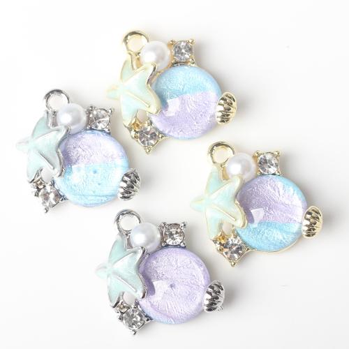 Resin Zinc Alloy Pendants, with Resin & Plastic Pearl, plated, DIY & with rhinestone 