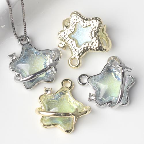 Resin Zinc Alloy Pendants, with Resin, Star, plated, DIY & with rhinestone 