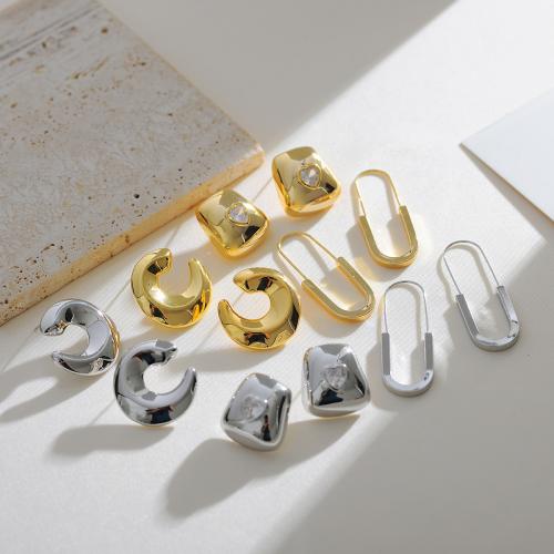Rhinestone Brass Stud Earring, plated, fashion jewelry & with rhinestone 