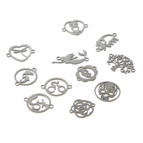 Stainless Steel Charm Connector, 304 Stainless Steel, silver color plated, DIY silver color 