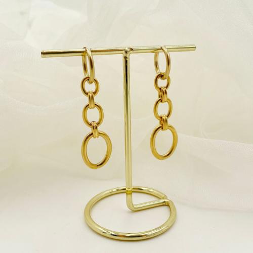 Stainless Steel Drop Earring, 304 Stainless Steel, gold color plated, for woman 