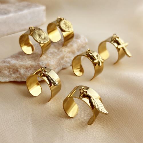 Anillos de Acero Inoxidable, acero inoxidable 304, con Acero inoxidable 201, 18K chapado en oro, Joyería & diferentes estilos para la opción & para mujer, dorado, Vendido por UD