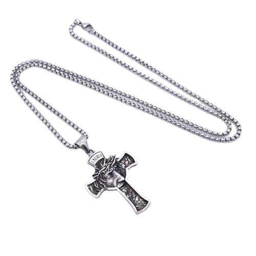 Stainless Steel Jewelry Necklace, 304 Stainless Steel, Cross  & for man 