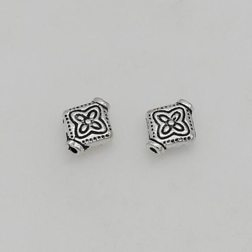 Zinc Alloy Spacer Beads, Rhombus, silver color plated, DIY Approx 1mm, Approx 