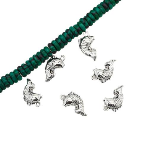 Colgantes Animales de Aleación de Zinc, Pez, chapado en color de plata, Bricolaje, 16.5x9mm, agujero:aproximado 1.5mm, aproximado 200PCs/Bolsa, Vendido por Bolsa