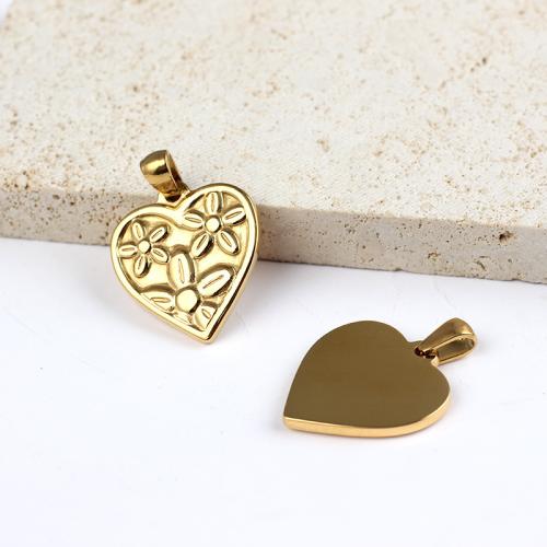 Stainless Steel Heart Pendants, 304 Stainless Steel, gold color plated, DIY 