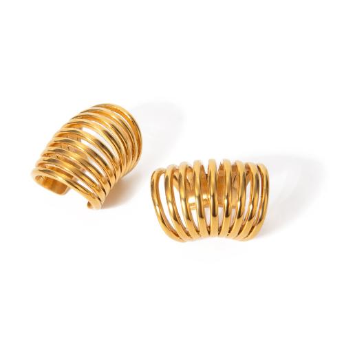 Stainless Steel Clip Earrings, 304 Stainless Steel, gold color plated, fashion jewelry, golden 