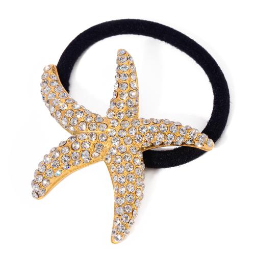 Ponytail Holder, 304 Stainless Steel, gold color plated, fashion jewelry & with rhinestone, golden 