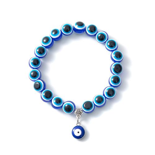 Evil Eye Schmuck Armband, Zinklegierung, mit Lampwork, unisex & verschiedene Stile für Wahl & Micro pave Zirkonia, blau, verkauft von PC