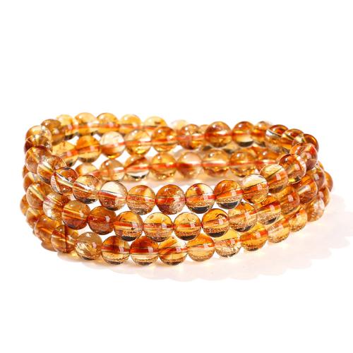 Citrine Bracelet, Round, handmade, multilayer & for woman beads length 6mm Approx 6-8 Inch [