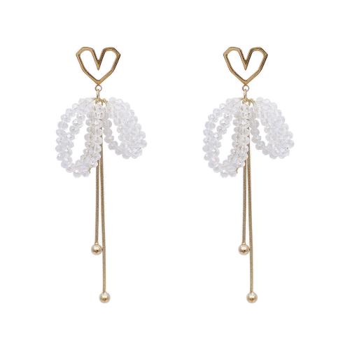 Crystal Drop Earring, Zinc Alloy, with Crystal, fashion jewelry & for woman, golden 