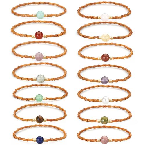 Bracelets en pierres précieuses, olivaire Nucleus, avec fil élastique & pierre gemme, fait à la main, bijoux de mode & différents matériaux pour le choix & pour femme Environ 17 cm, Vendu par PC