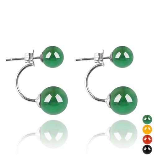 Agate Stud Earring, 304 Stainless Steel, with Agate, for woman 