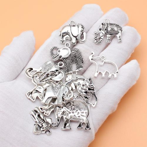 Colgantes Animales de Aleación de Zinc, Elefante, chapado en color de plata antigua, Bricolaje, 12PC/Bolsa, Vendido por Bolsa