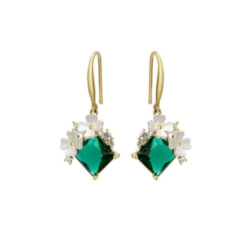 Crystal Drop Earring, Zinc Alloy, with Crystal, fashion jewelry & for woman, green 