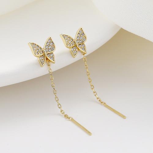 Rhinestone Brass Drop Earring, fashion jewelry & for woman & with rhinestone 45mm 