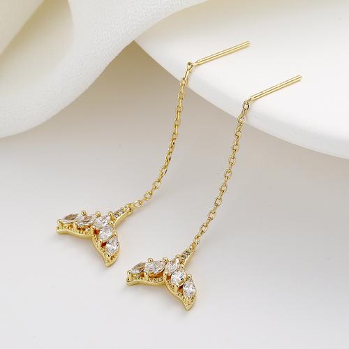 Rhinestone Brass Drop Earring, fashion jewelry & for woman & with rhinestone 69mm 