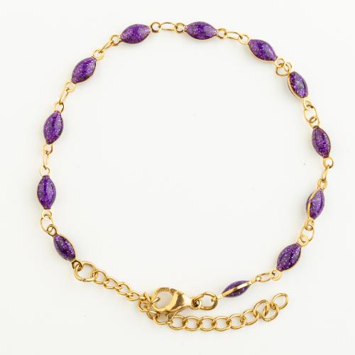 Stainless Steel Chain Bracelets, 304 Stainless Steel, fashion jewelry & for woman & enamel Approx 22 cm 