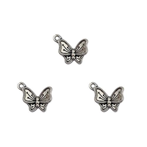 Colgantes Animales de Aleación de Zinc, Mariposa, chapado en color de plata antigua, Bricolaje, 16x13mm, aproximado 100PCs/Bolsa, Vendido por Bolsa